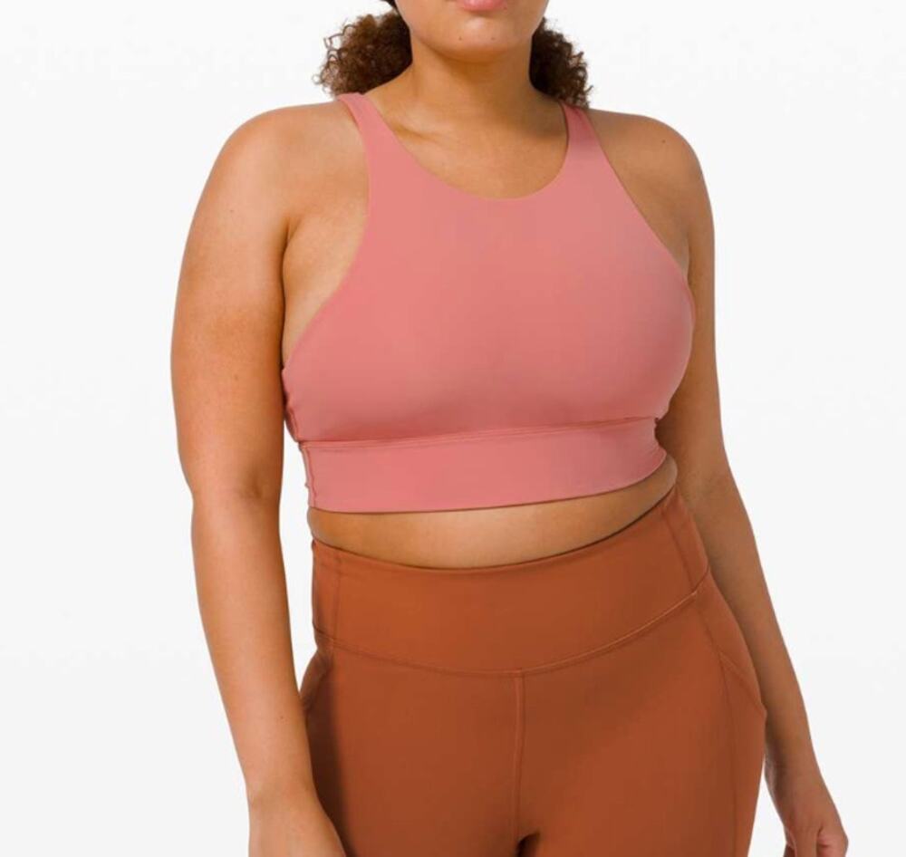 Lululemon Energy Bra High Neck Long Line Tough Brier Rose Pink 12